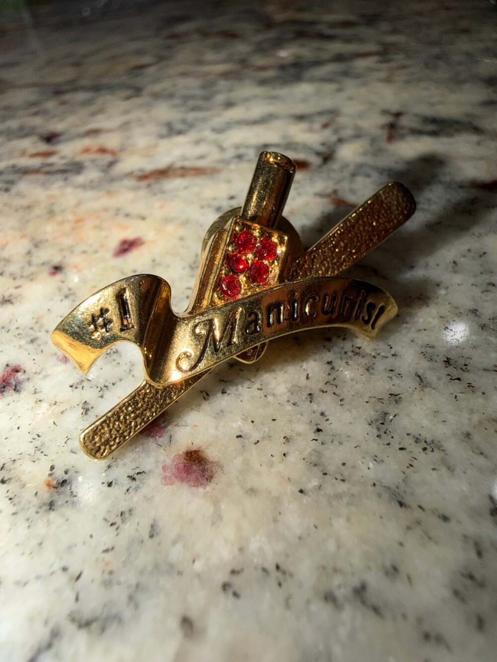 Avon Vintage #1 Manicurist Gold Tone Rhinestone Pin